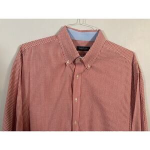 Nautica Men’s Button Down Shirt XL Red White Gingham Plaid Long Sleeve